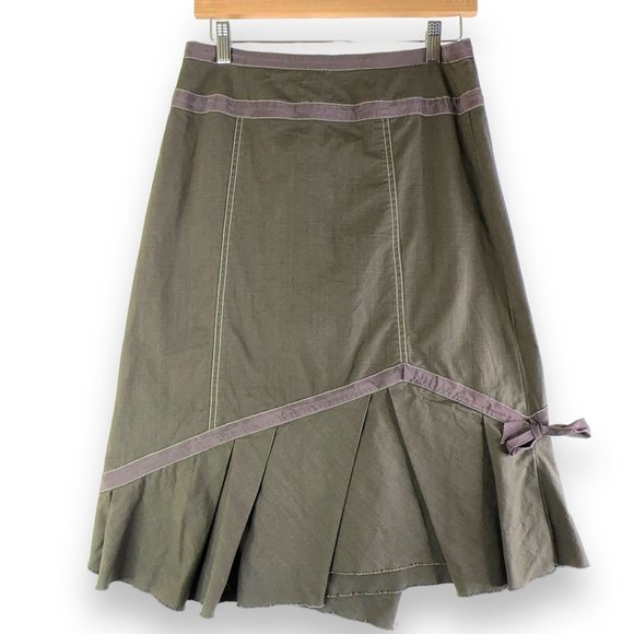 Neesh by Dar Anthropologie Skirt Womens S Green Floral Applique Beads Bohemian - Picture 2 of 7